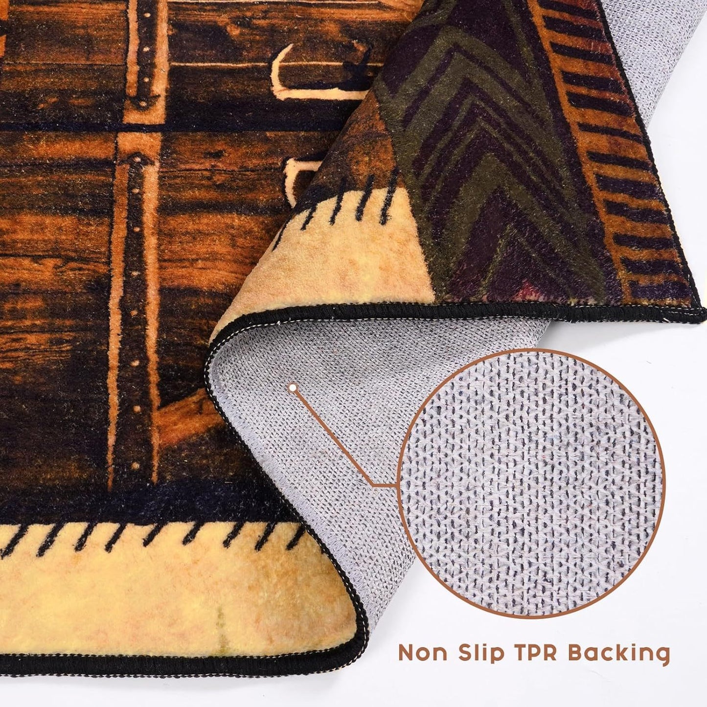 small house bear moose throwing carpet, area carpet in farmhouse style, used for living room and bedroom entrances, non slip washable soft brown floor carpet, retro rural wildlife home decoration area carpet
