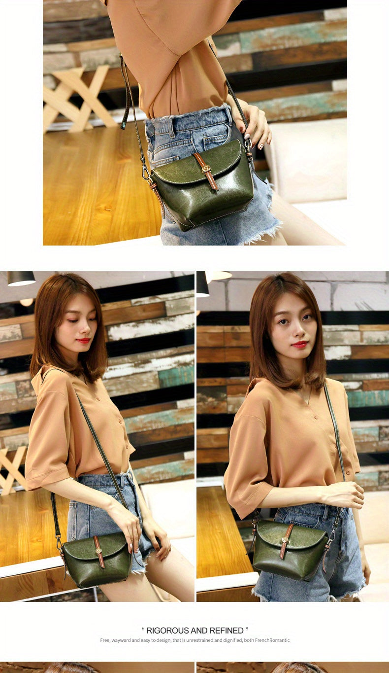 New Solid Color Leather Women's Saddle Bag, Simple And High-End Versatile Crossbody Bag, Leather Bag, Shoulder Bag for Women