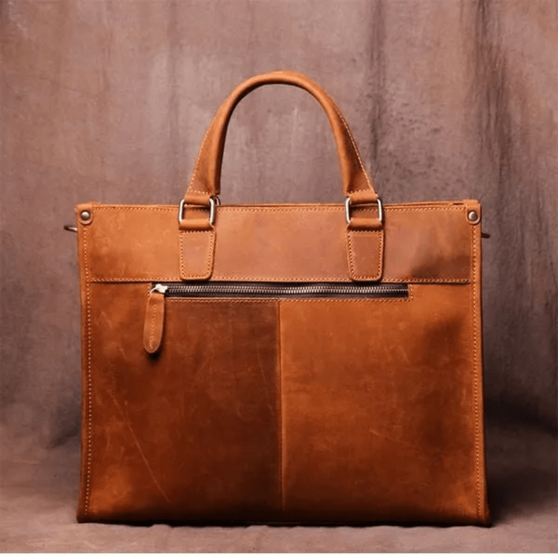 Vintage Leather Laptop & Messenger Bag - 14" Laptop Capacity, Adjustable Shoulder Strap