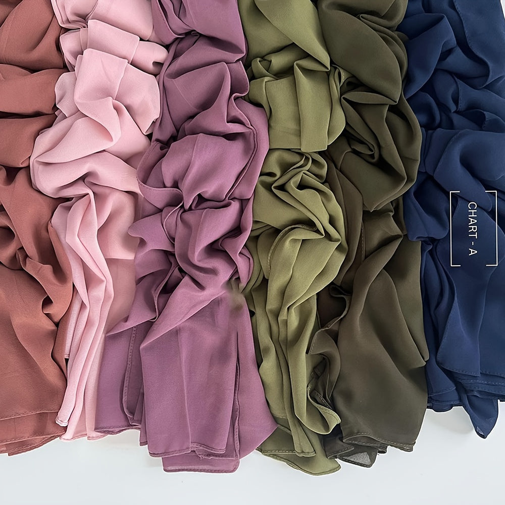 6pcs Women's Breathable Satin Bamboo Jersey Hijab Scarves - Non-Stretch Snug Fit, 10 Solid Colors for Ramadan & Modest Fashion, Premium Woven Satin Fabric, Hand Wash/Dry Clean, Hijab Accessories
