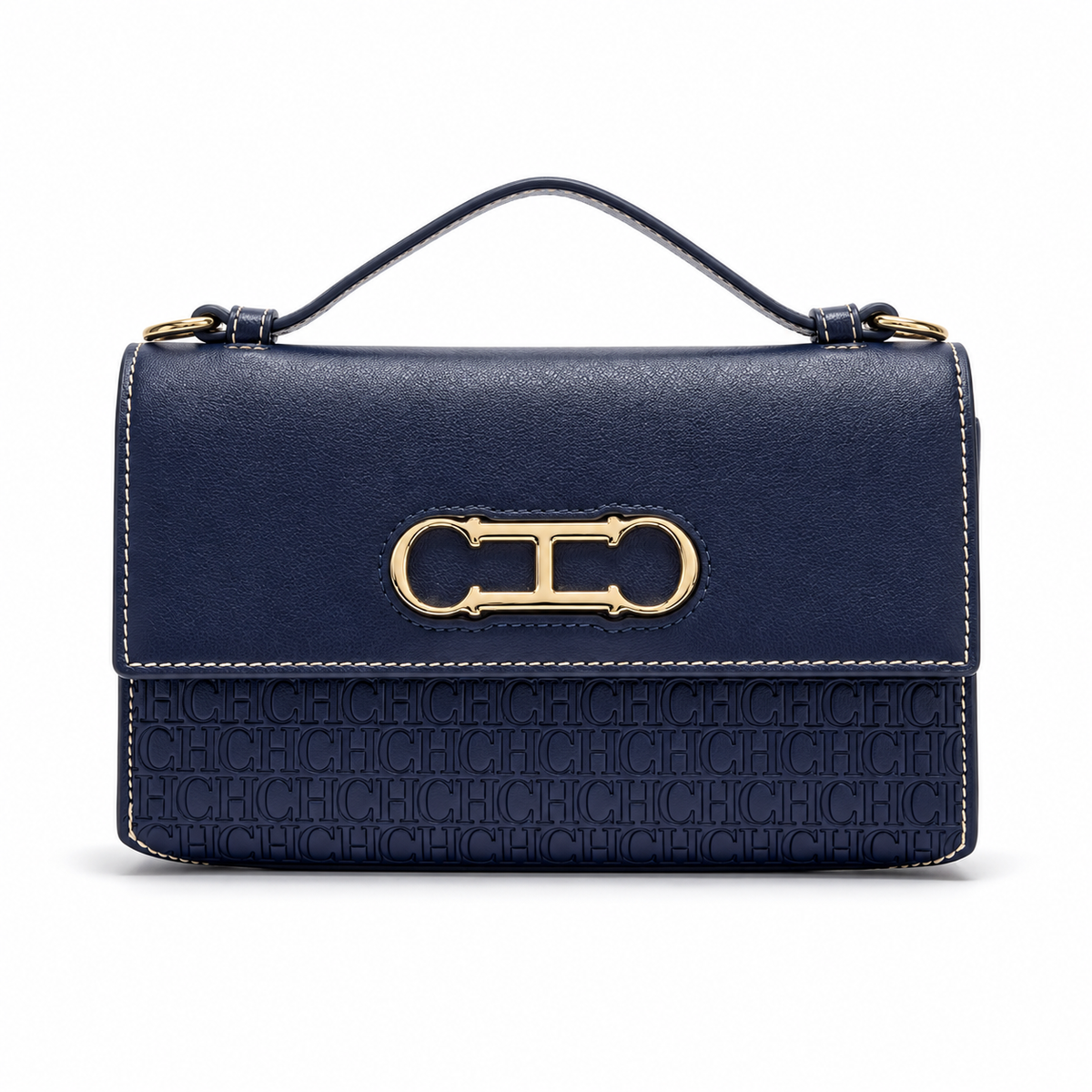 Navy Blue Embossed Leather Evening Clutch