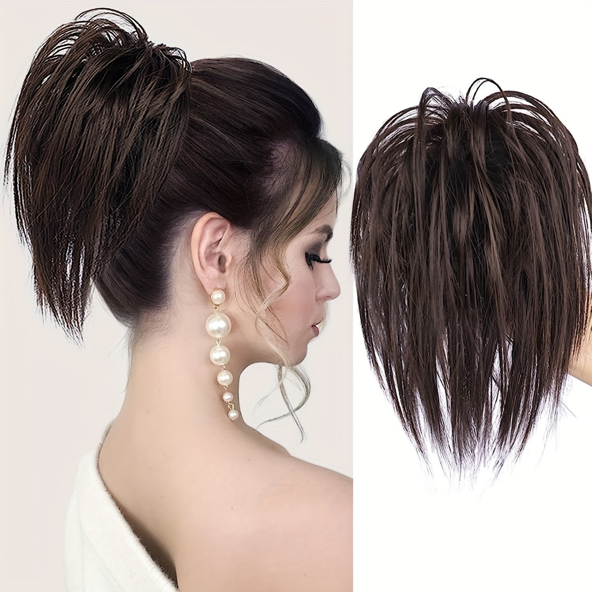 Messy Bun Hair Clip For Women | Straight Ponytail Extension 8inch Black