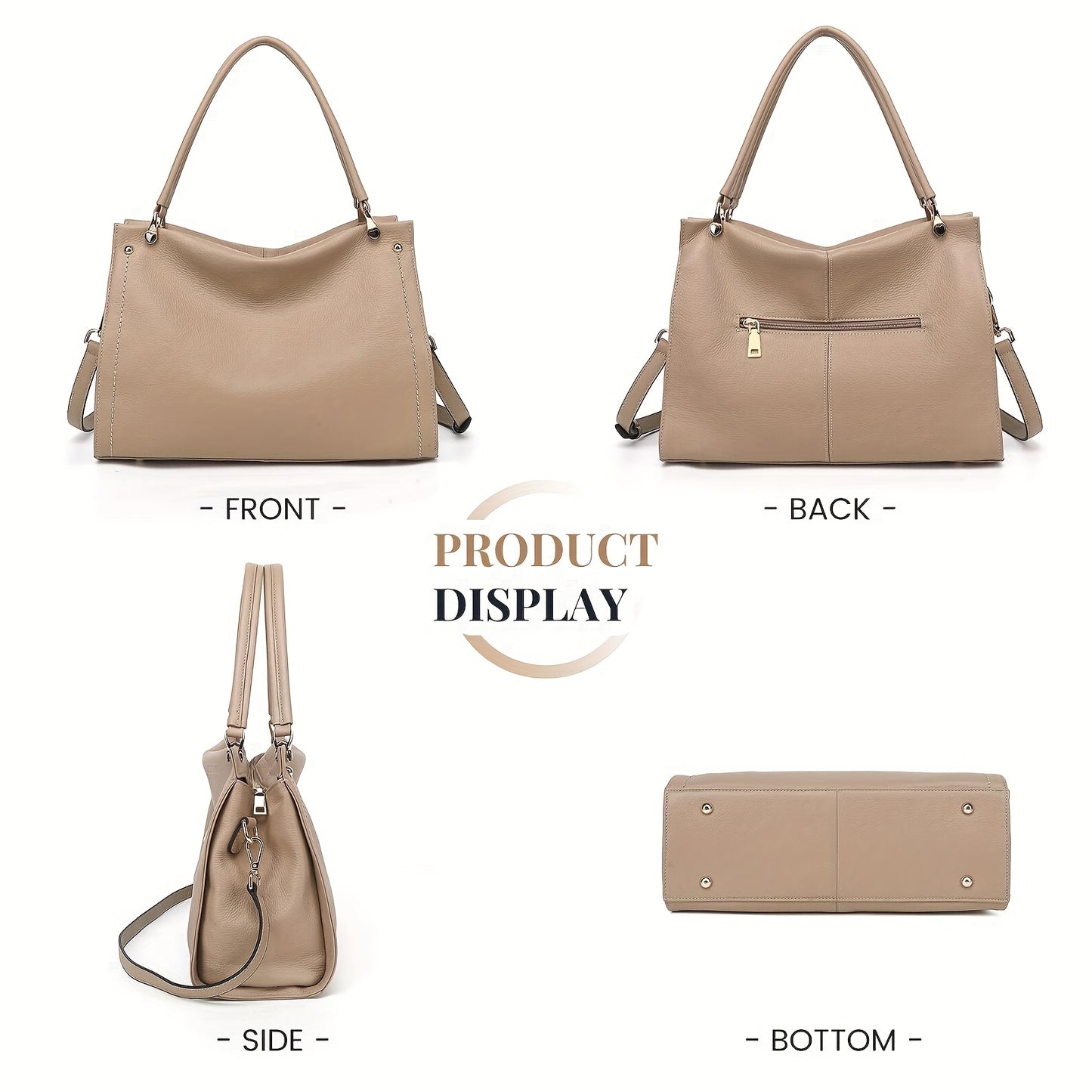 Elegant Leather Handbag, Women's Tote Bag, Versatile Single Shoulder Sling Bag