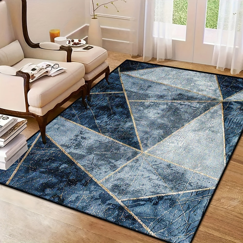 Washed Bottom Imitation Cashmere, Weight 1200G Per Flat, Thickness 1pc, Machine Washable Geometric Pattern Carpet, Medium Thickness Polyester Rug, Suitable for Indoor