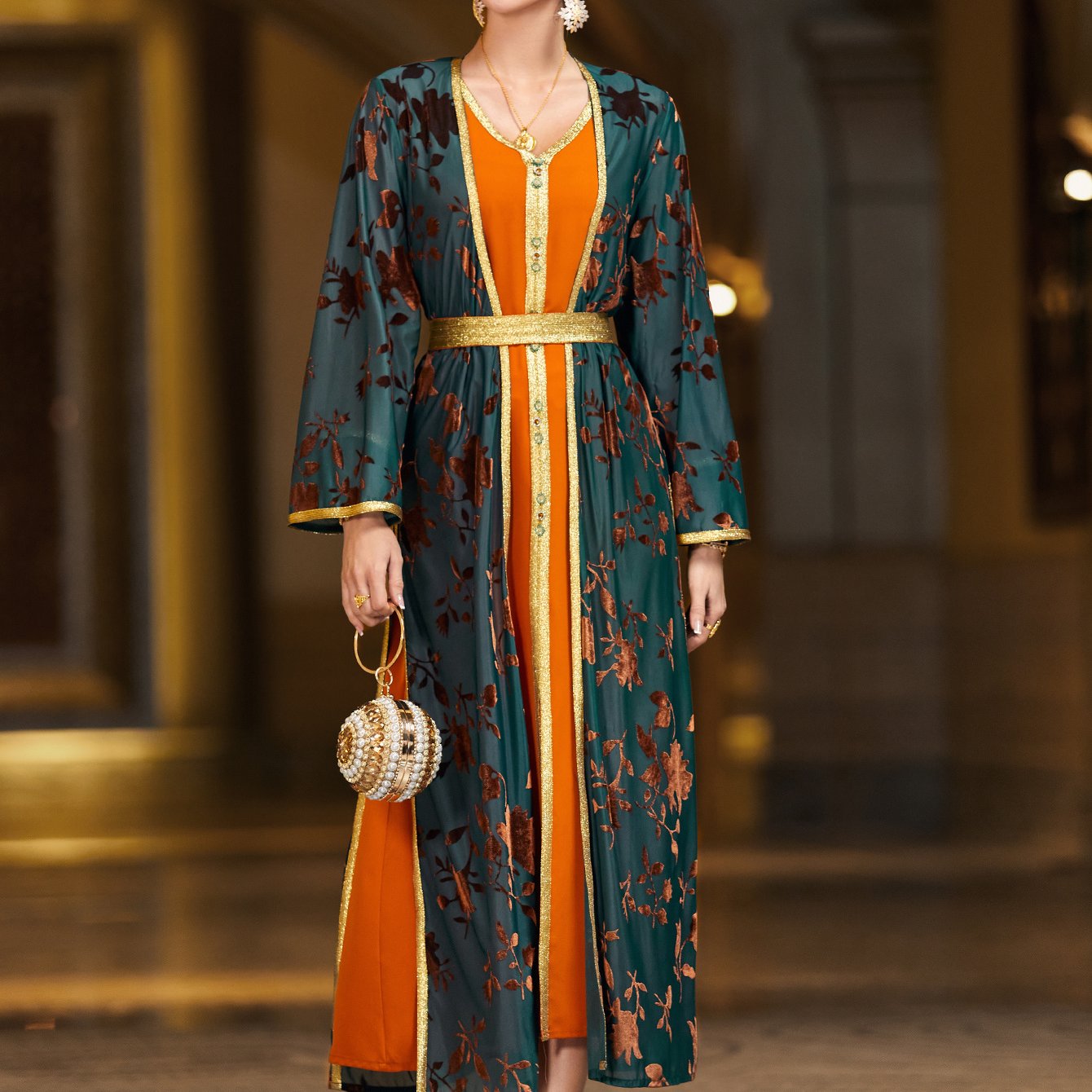 Casual Arab Two-Piece Modern Abaya Set