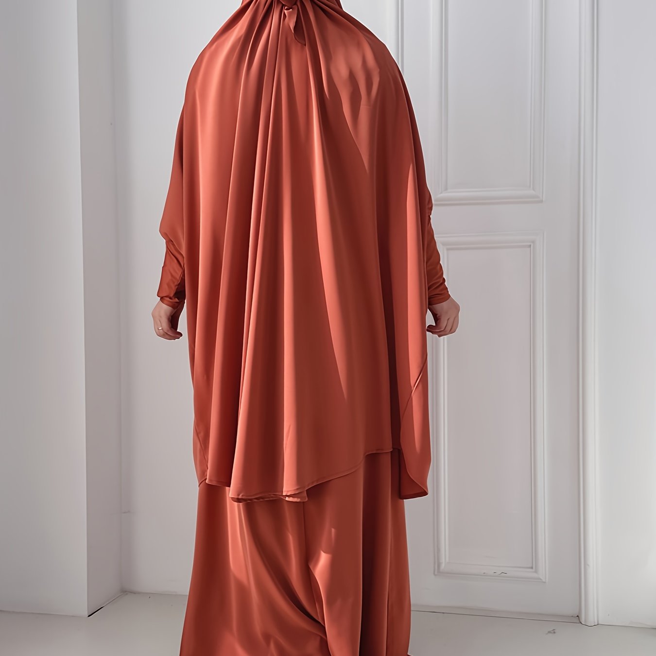 2pcs Dubai Islamic Muslim Women Jilbaab Abaya Long Skirt Pray Abaya Set for EID Ramadan