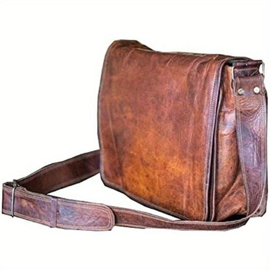 Leather Satchel Chic Crossbody Shoulder Sleek Sling Bag for ipad Tablet Vintage Tan Brown 9 inch Messenger Bag For 9 inch for ipad Pro for Women Men