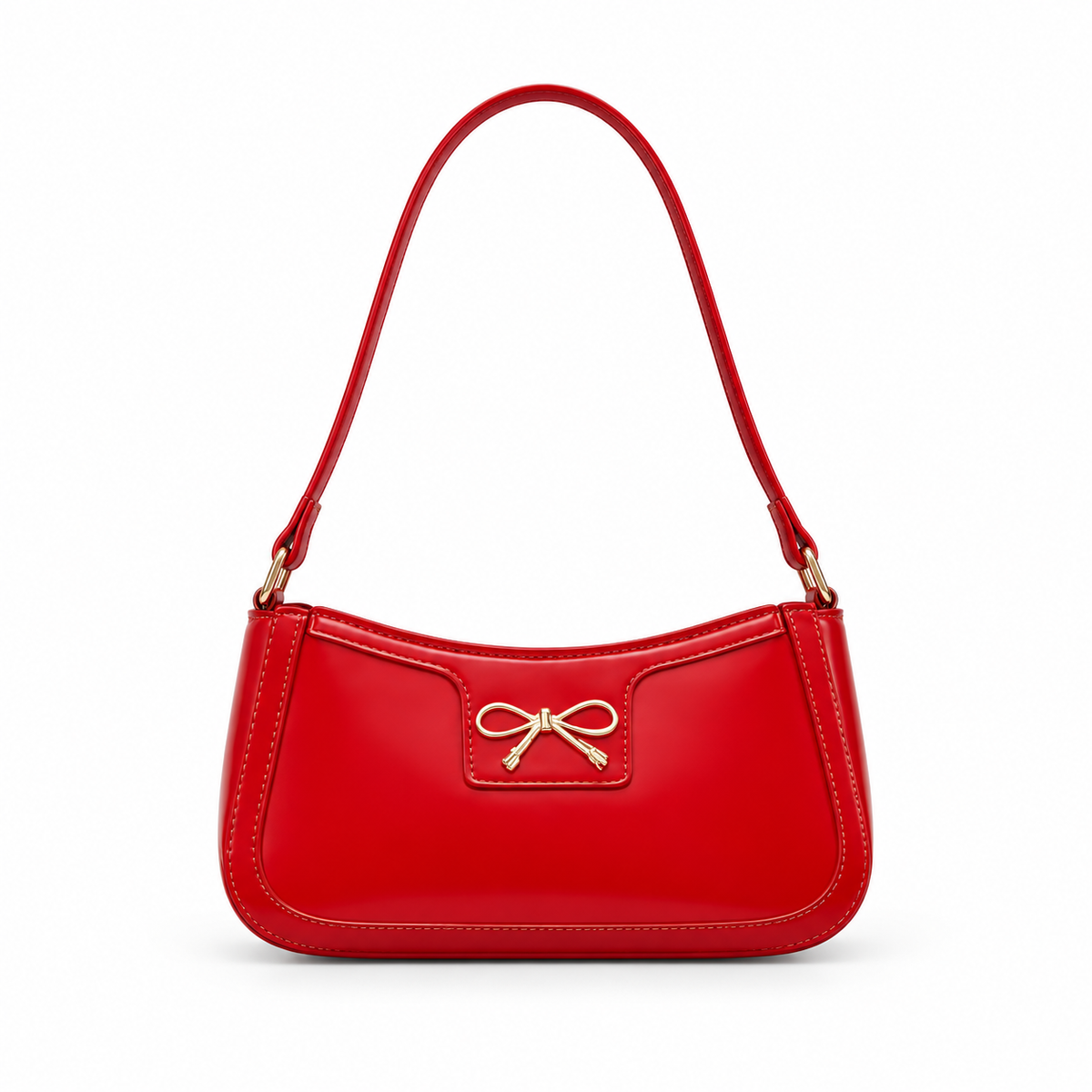 Elegant Red Bow Shoulder Bag