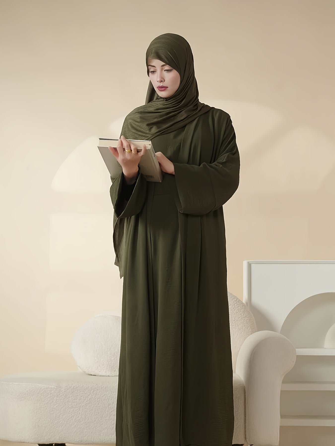 3pcs set of underwear, outerwear and belt for Muslim Women's Ramadan prayer dress,Arabic long robe in summer, thin style, breathable and comfortable elastic loose Abaya Arab Eid al-Fitr ladies abaya