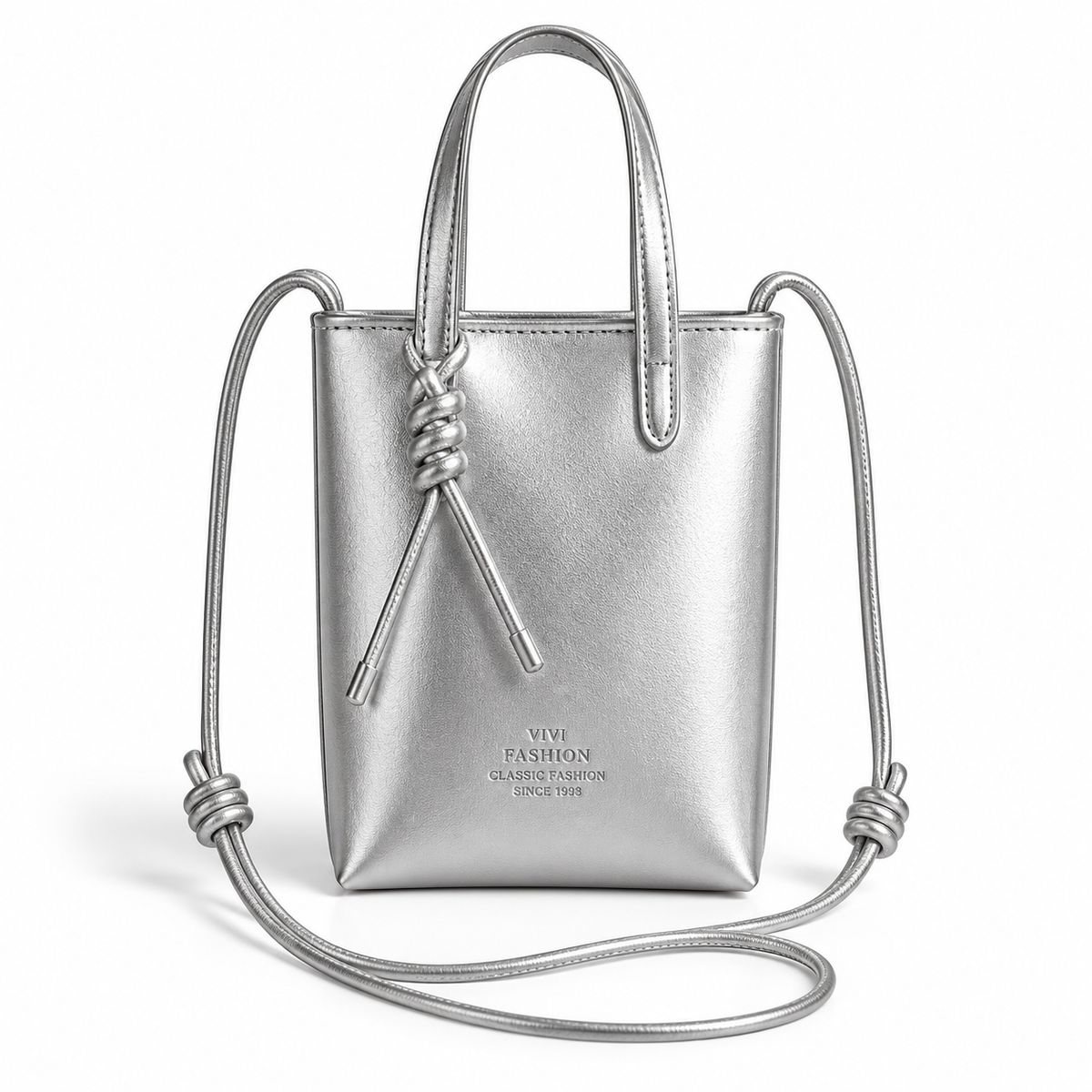 Elegant Silver Crossbody Bag With Charm
