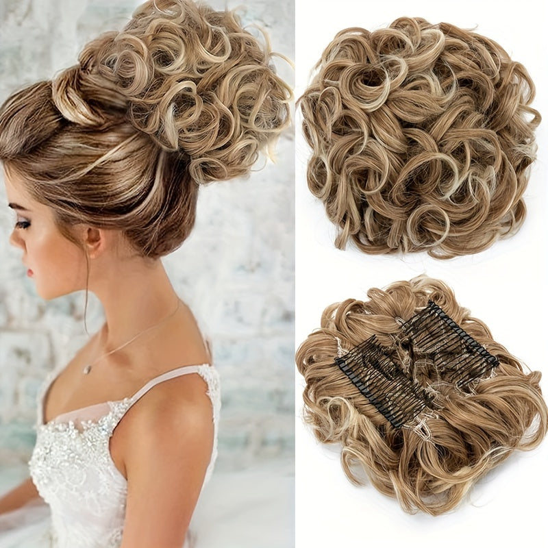 Curly Bun Extensions Scrunchie Combs In Messy Bun Hair Piece For Women