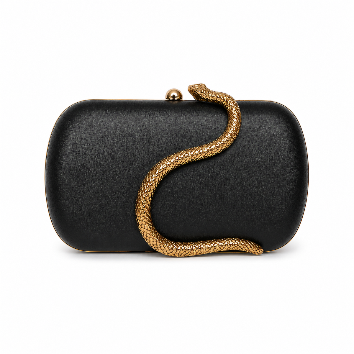 Golden Serpent Snake Design Clutch Bag