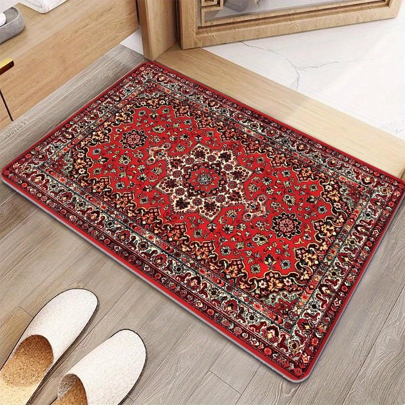 Traditional Persian Mat, Flannel, Washable Floor Mats, Soft And Non-slip, Door Floor Mat, Bathroom Floor Mat, Kitchen Floor Mat, Laundry Room, Bedroom, Living Room Mat, Low-fluff Door Mat, Indoor Door Carpet, Rugs