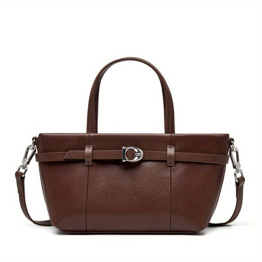 Vintage Crossbody Bag for Women - Genuine Leather Vegetable Basket Shoulder Bag with Adjustable Strap & Metallic Clasp