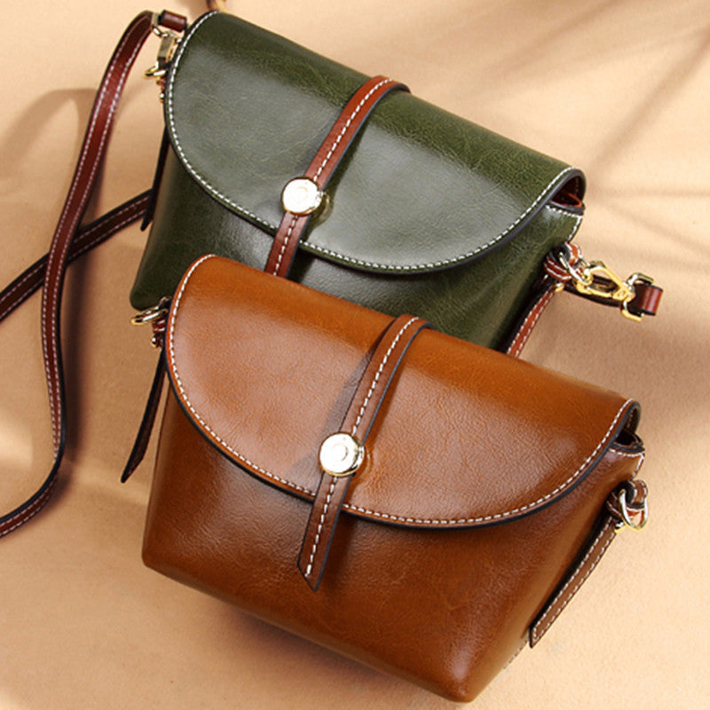 New Solid Color Leather Women's Saddle Bag, Simple And High-End Versatile Crossbody Bag, Leather Bag, Shoulder Bag for Women