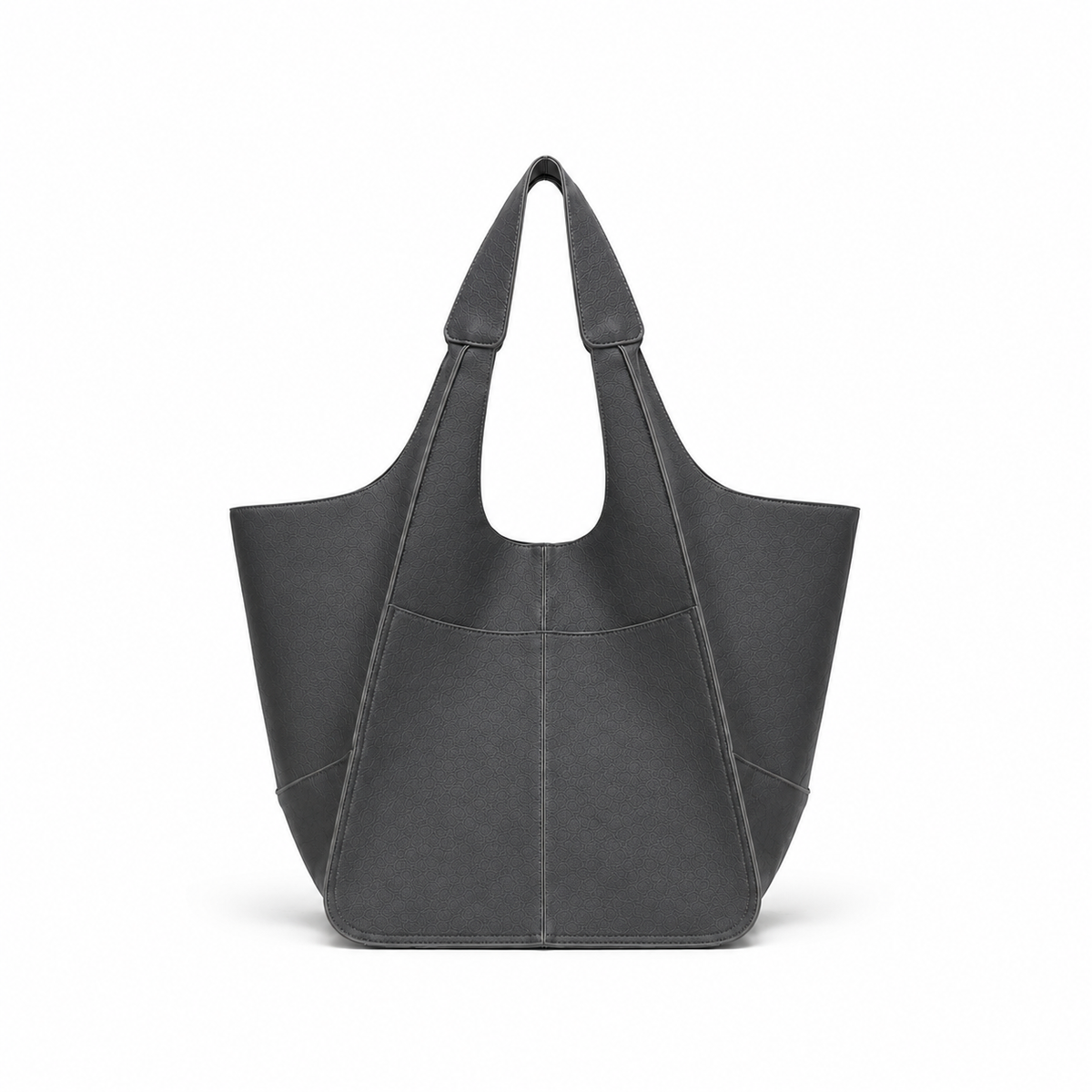 Dark Grey Textured Shoulder Tote Bag