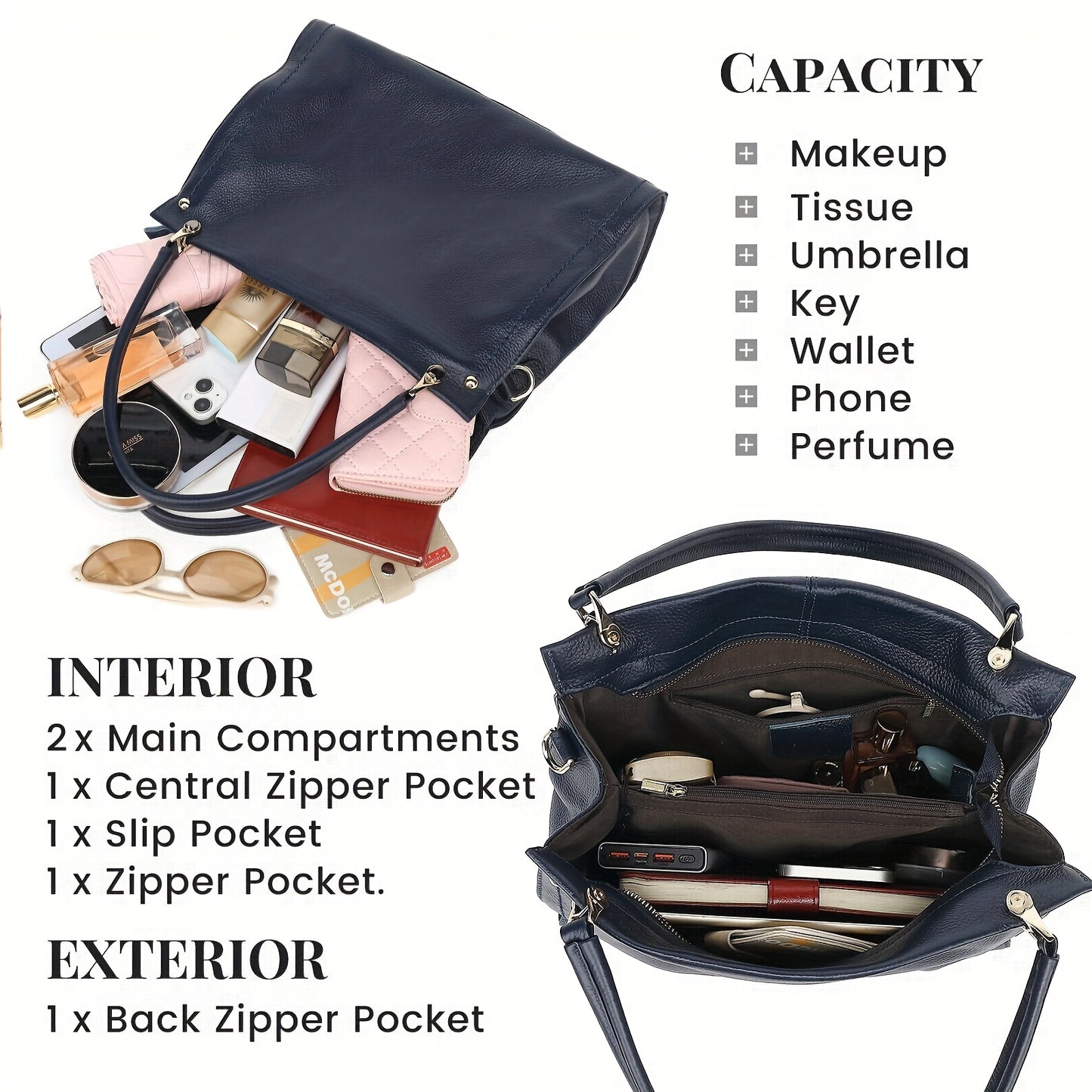 Elegant Leather Handbag, Women's Tote Bag, Versatile Single Shoulder Sling Bag