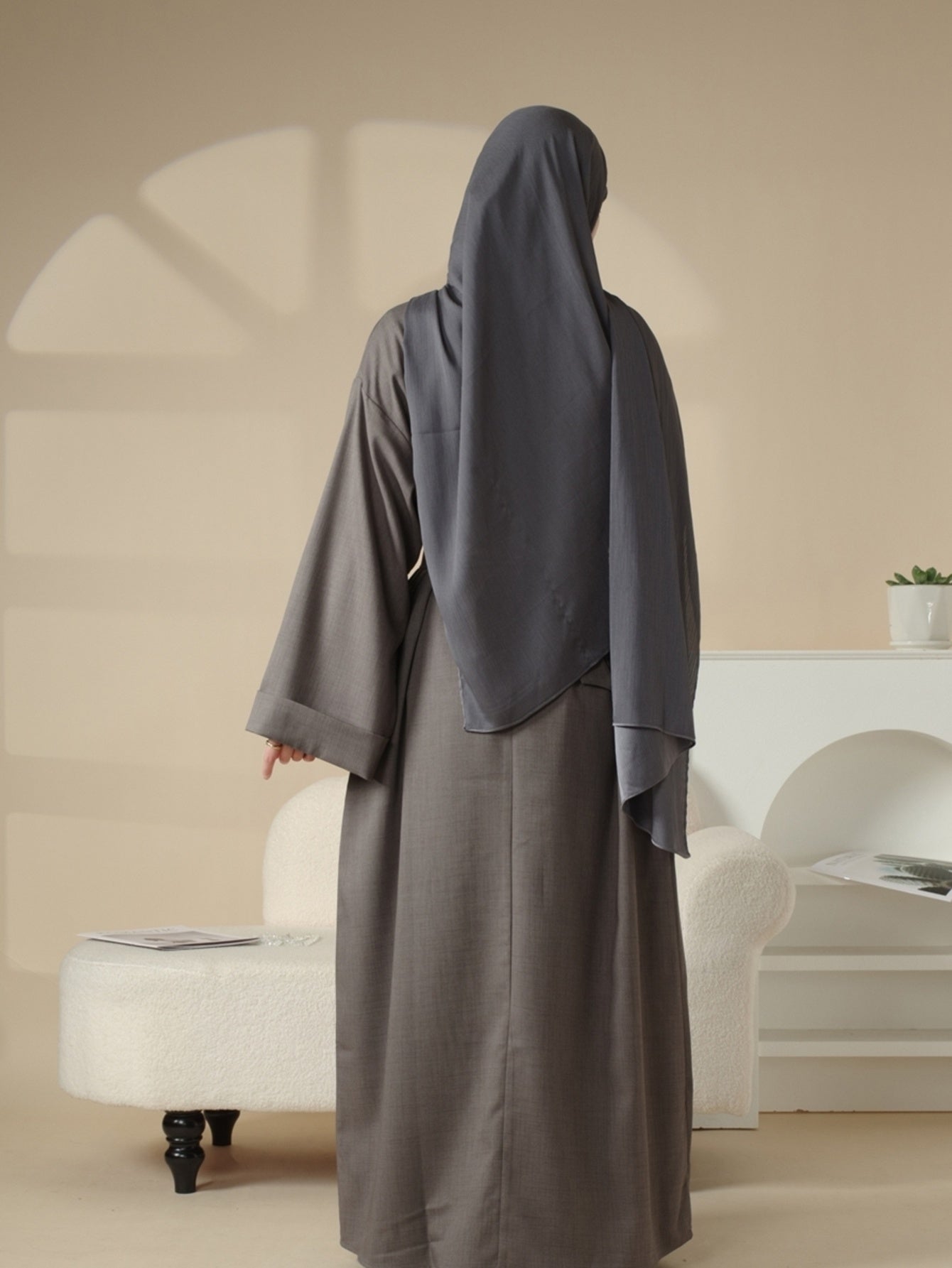 Plain Abaya with Pockets 2pcs Set Elegant Middle East Arab Islamic Muslim Style Shawl Robe Smock Ramadan Prayer Dress Long Skirt Jilbaab Abaya Women's Women Solid Color