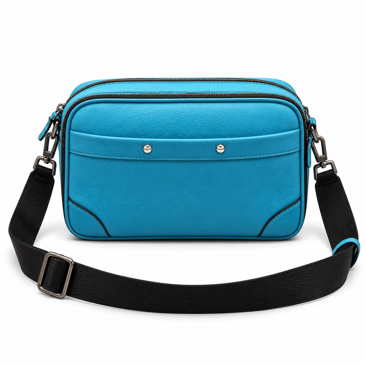 Turquoise Textured Crossbody Bag With Pockets