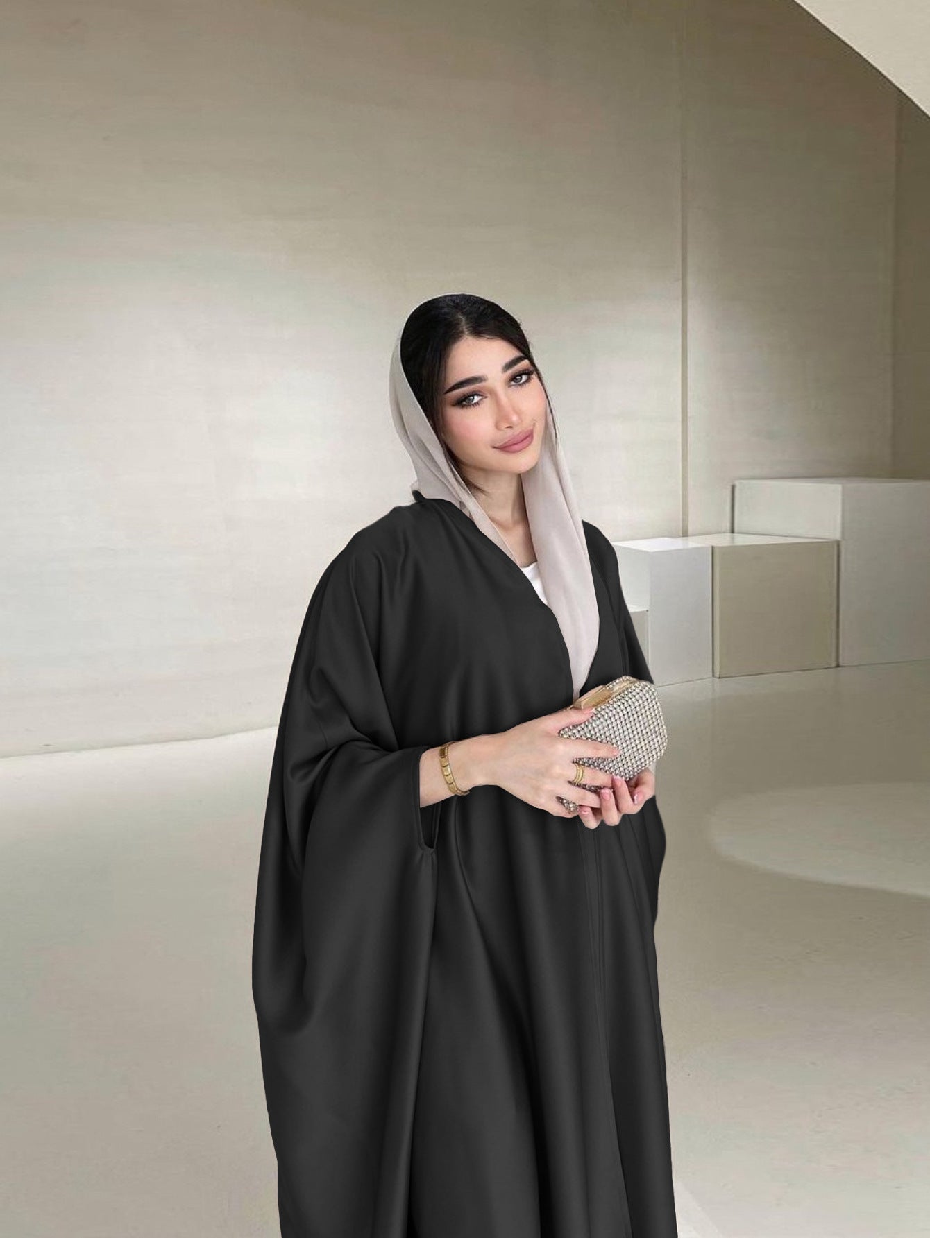 Elegant Middle Eastern Muslim Women's Long Sleeve Abaya Dress - Soft Lightweight Non-Stretch Fabric with Adjustable Waist Belt, Floor-Length Modest Robe for Spring/Summer, Hand Wash Only