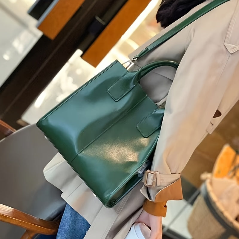 New Leather Crossbody Bag Women's Large Capacity Bag Spring And Summer Fashion Atmosphere Work Commuter Leather Crossbody Handbag