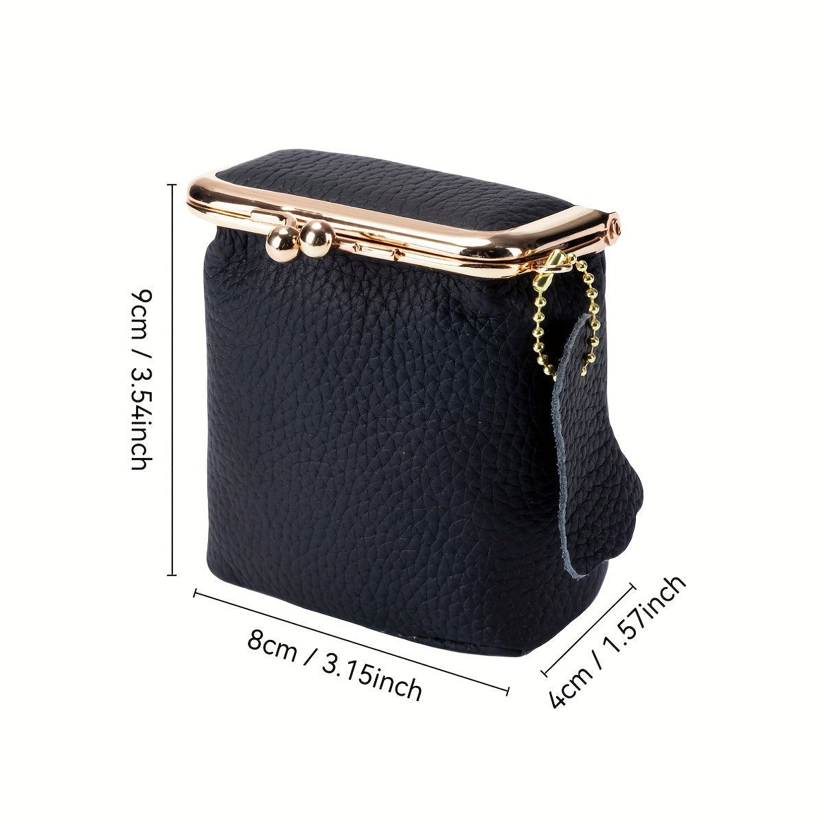 Vintage Genuine Leather Mini Bag Organizer with Secure Kiss Lock - Spacious Coin Purse, Key Holder, Earphone & Lipstick Case, Multi-Purpose Travel Cosmetic Pouch