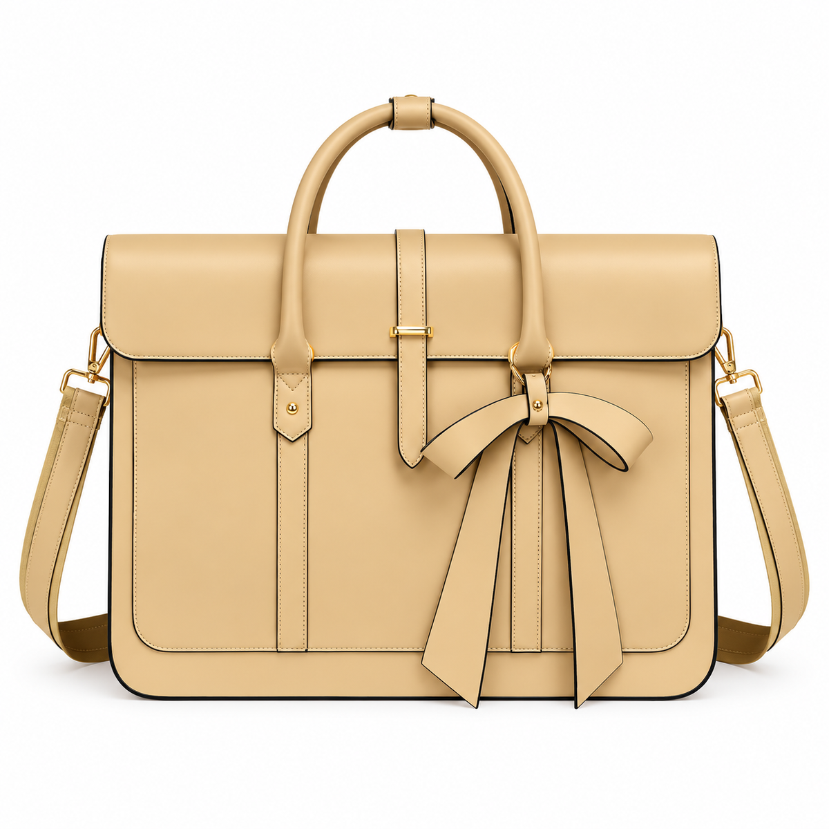 Turmeric Leather Bow Detail Laptop Bag