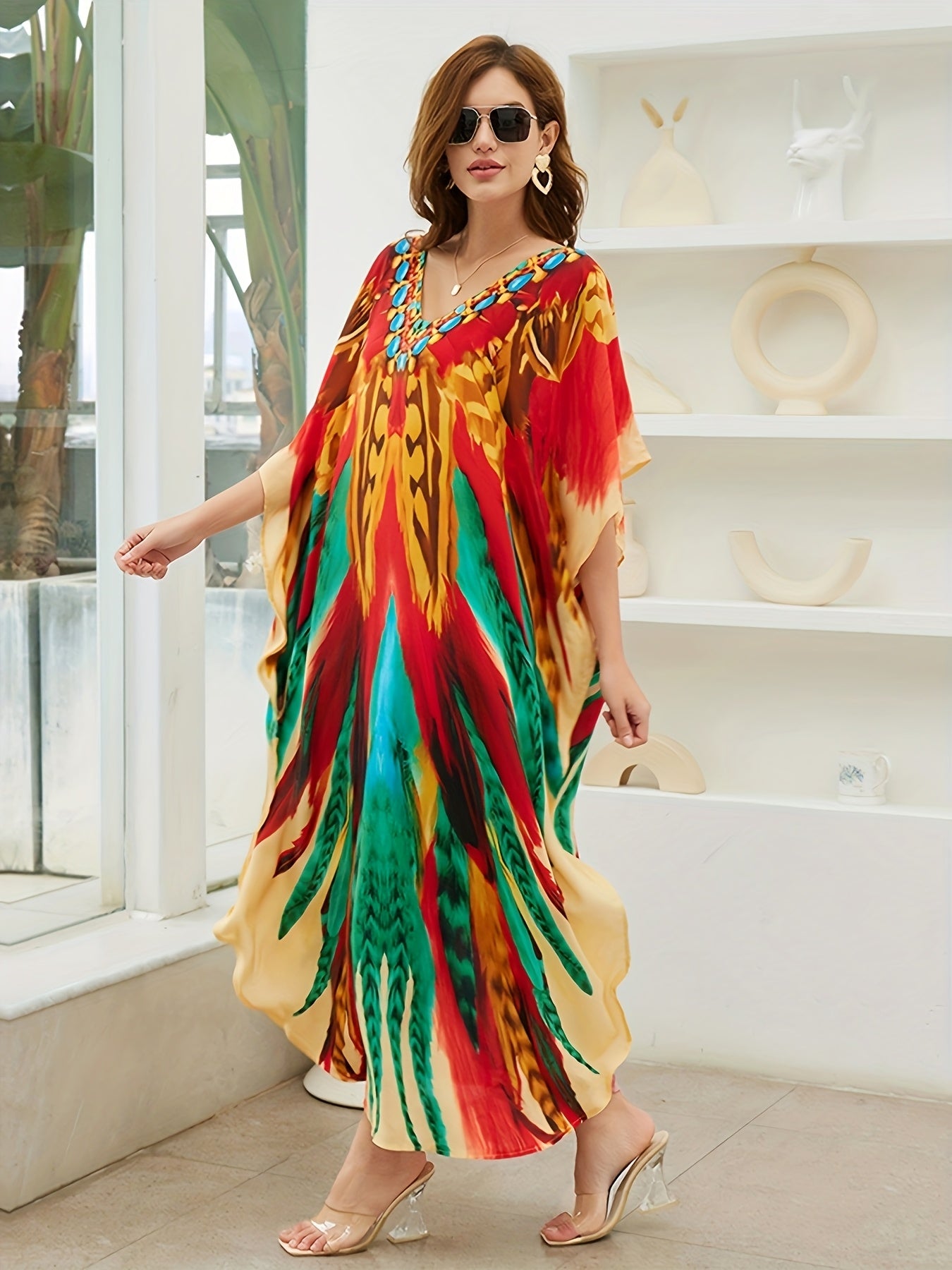 Women Long Kaftan Clothing Roomy Homewear Oversized Maxi Kimono Cover Ups Robes