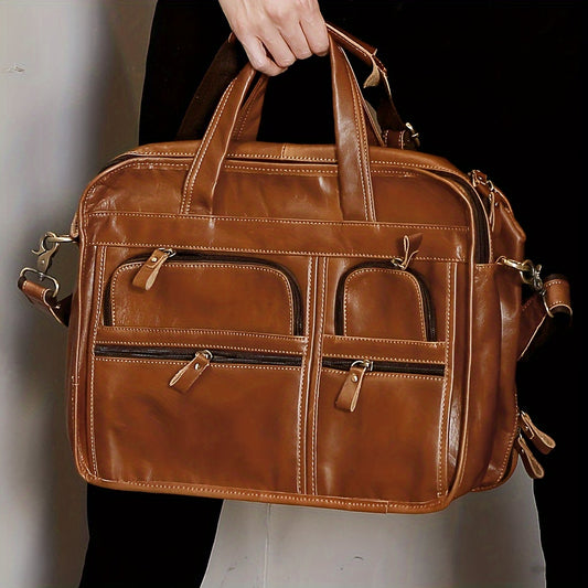 Leather Vintage Shoulder Bag Creative Personality Outdoor Commuting Tote Bag Convenient Labor-saving Premium Sense Briefcase