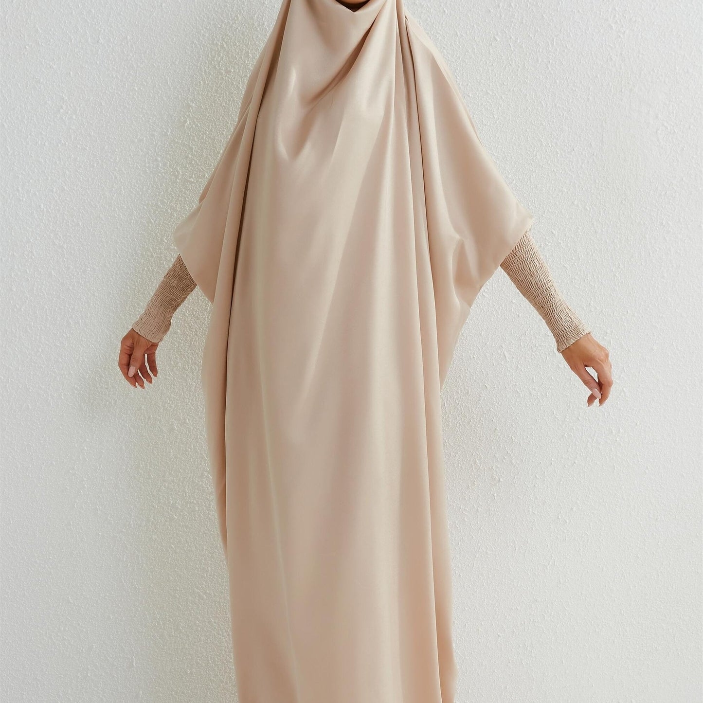 Ramadan Solid One-Piece Prayer Modest Abaya Burkha - Modest Full Length Dress With Hijab - For Women - Suitable for Ramadan & Islamic Events - Perfect Gift for Muslim Women