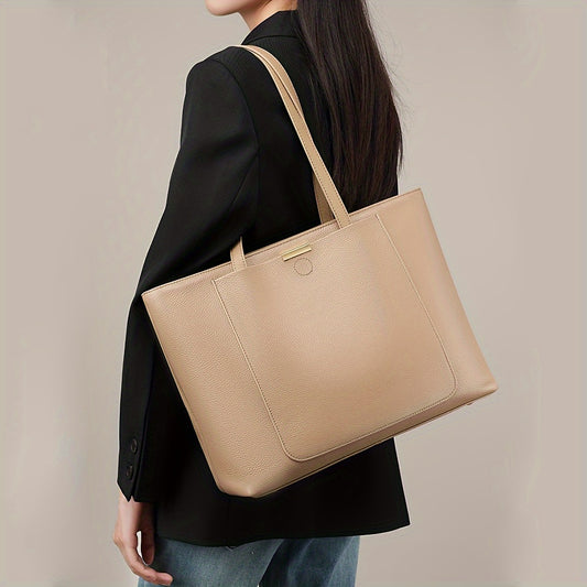 Women's Elegant Genuine Leather Tote Bag, Large Capacity, Shoulder Handbag