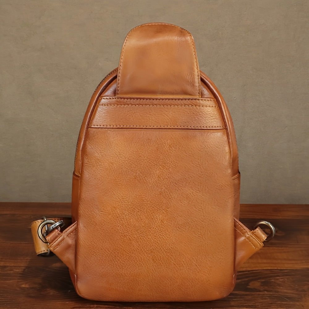 Genuine Leather Sling Bag For Women And Men Vintage Full Grain Leather Sling Backpack, Crossbody Bag