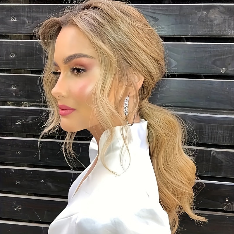 2pcs Cool Light Blonde Wavy Curly Long Side Clip-In Bangs