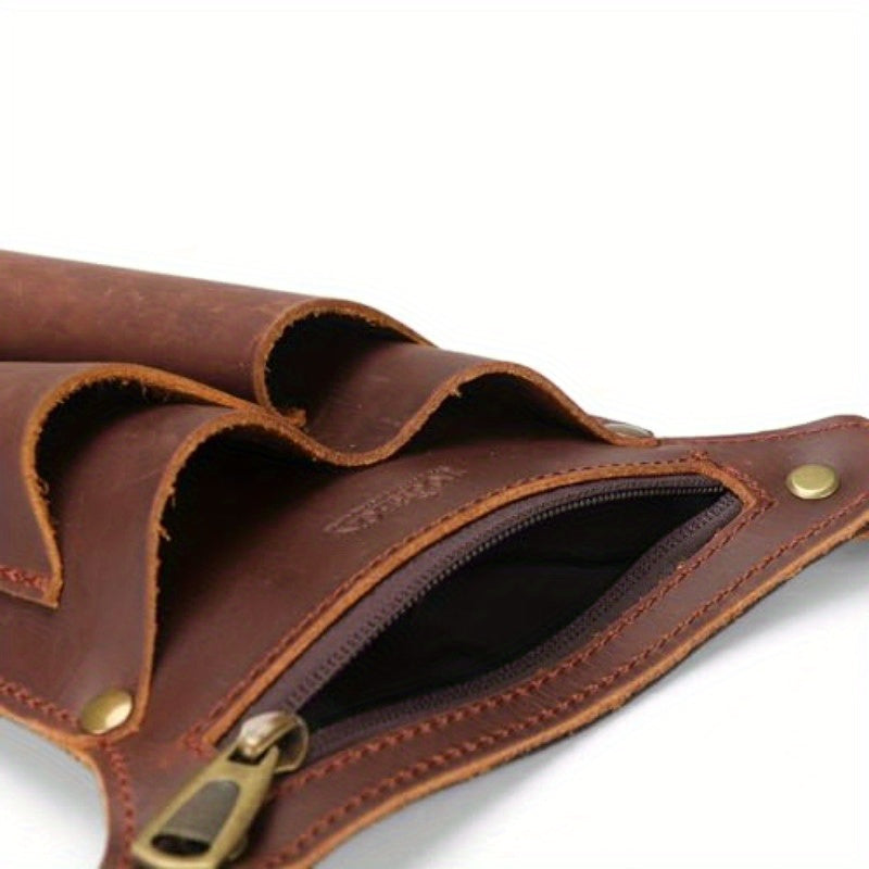 Faux Leather Gardening Belt Florist Tool Bag Gardener Holster Waist Pouch Electrician Carpenter Organizer Kit with 4 Pockets Up to 44 Brown