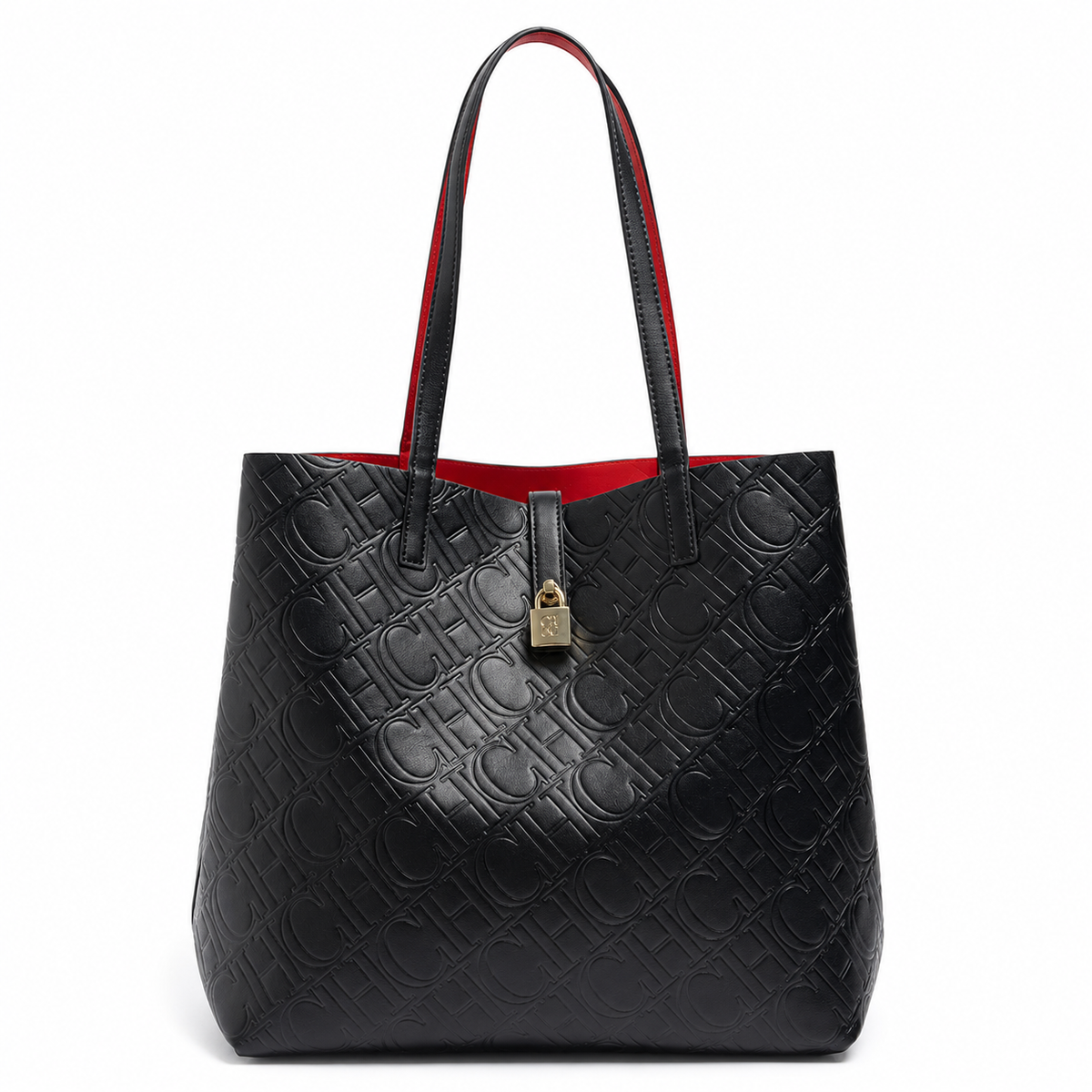 Black Embossed Monogram Tote Bag
