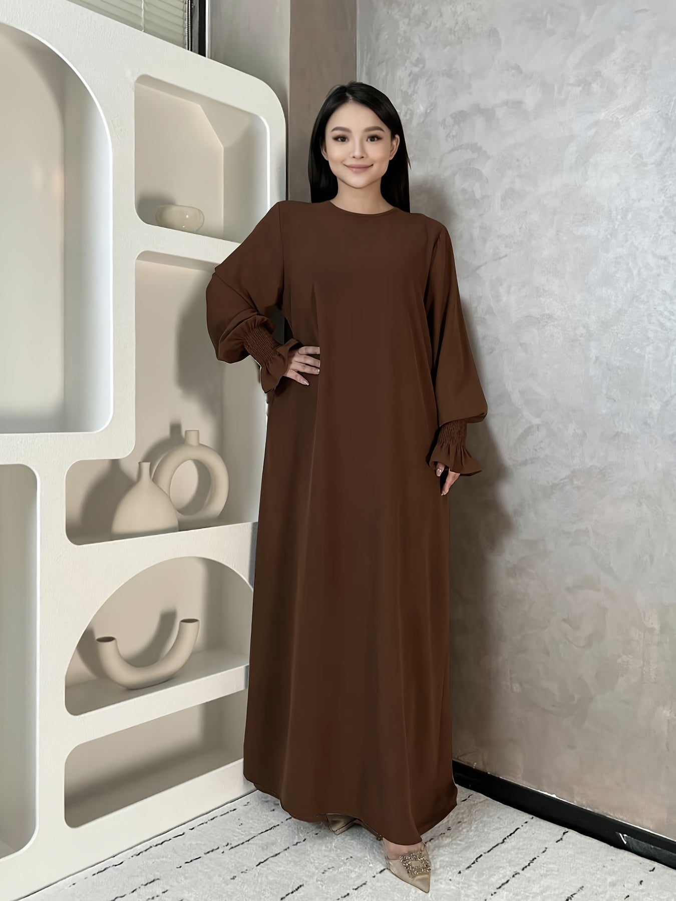 Soft Crepe Material With Pocket Muslim Lady Abaya Prayer Abaya