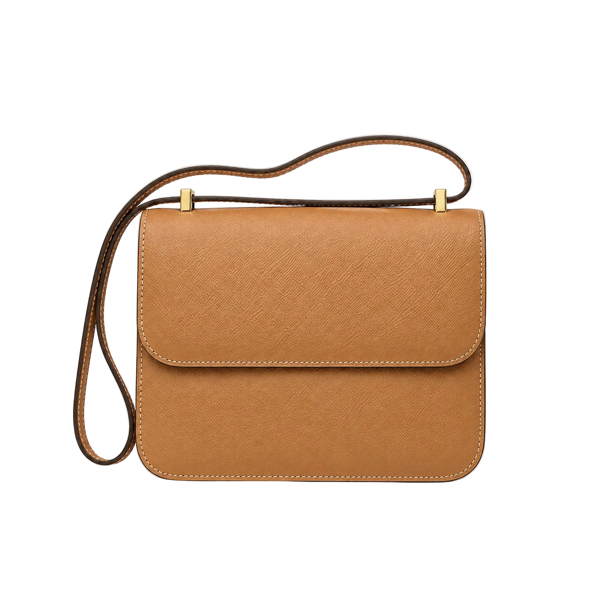 Camel Structured Crossbody Shoulder Bag