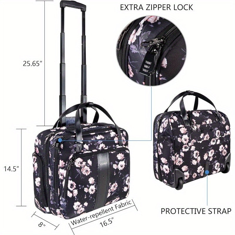 Premium Rolling Briefcase for 15.6 Inch Laptop Bag - Lightweight Business Computer Bag with RFID Pocket