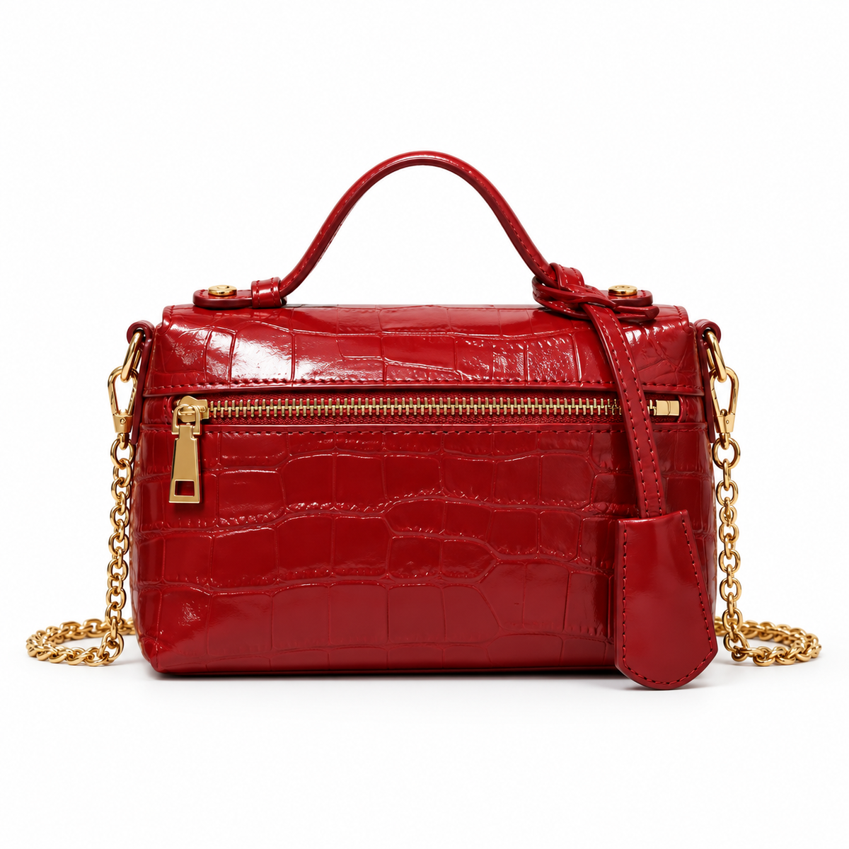 Elegant Crocodile Embossed Chain Crossbody Bag