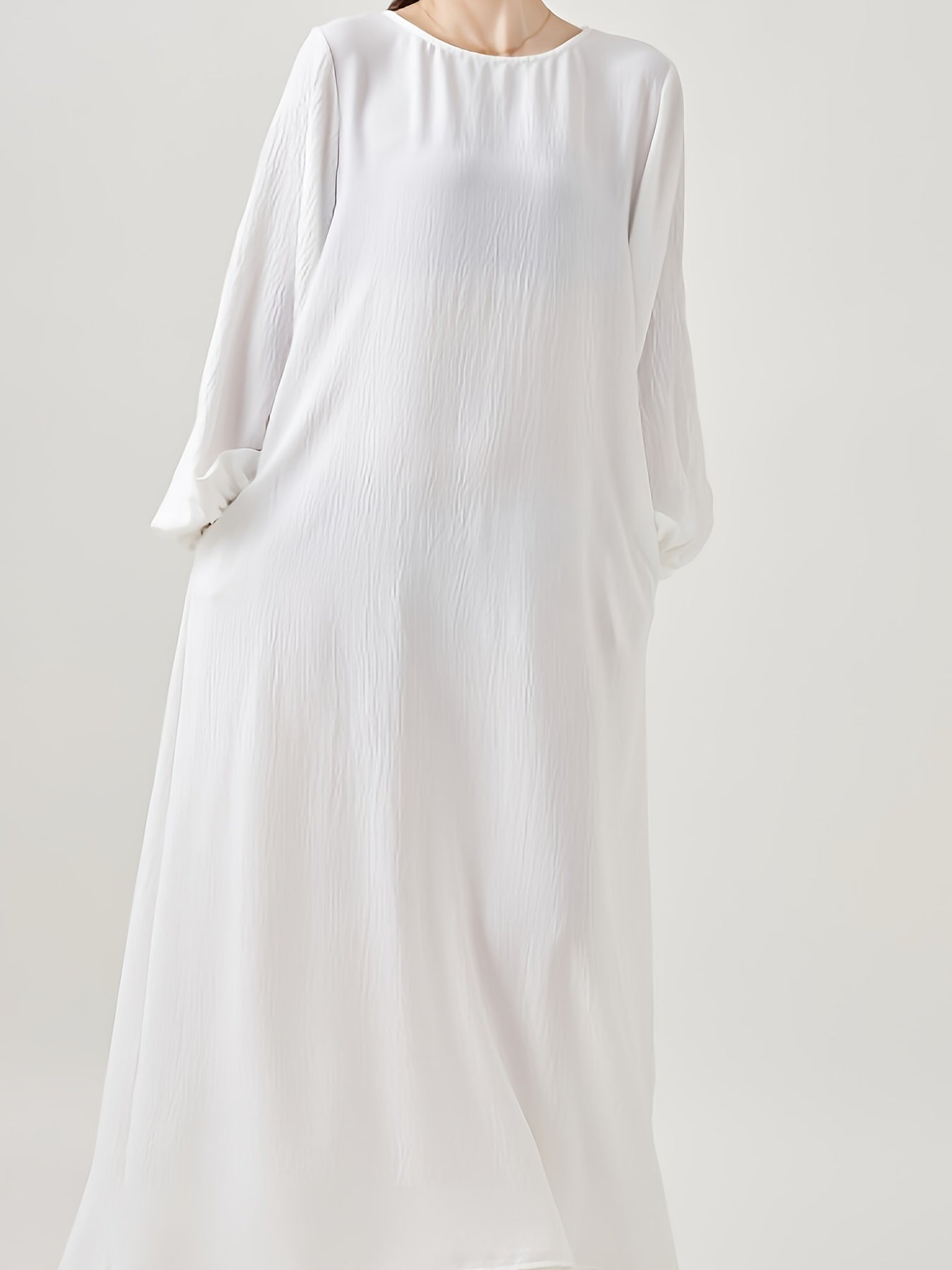 Polyester Muslim Pakistani Abaya - Comfortable, Casual, Solid Color with Bubble Pleats, Elastic Cuffs, Flowy Hem, Machine Washable