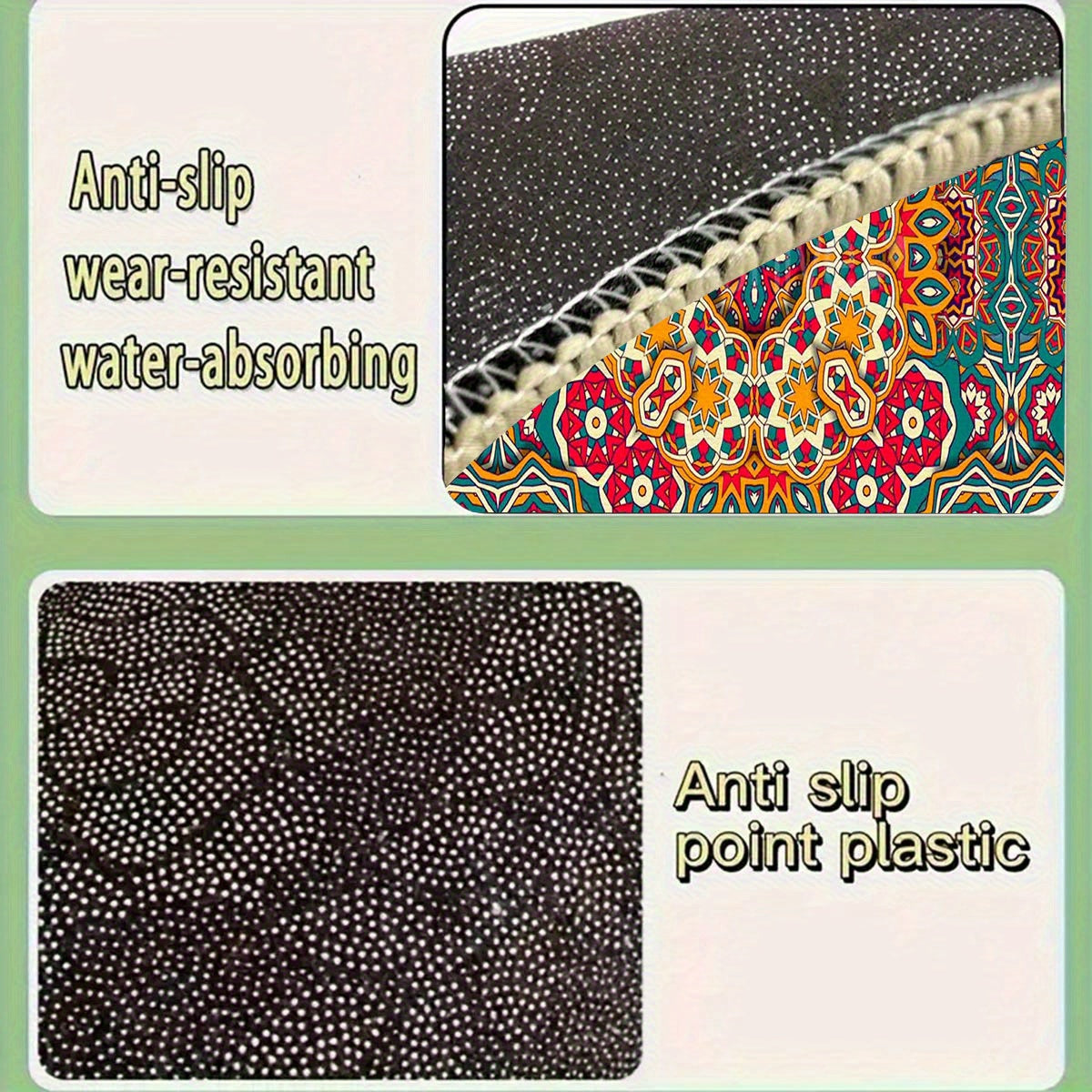 1pc Anti-Slip Machine Washable Entrance Carpet,Rug - Super Soft 100% Polyester Bohemian Floral Mat with Rubber Backing, Lightweight Indoor/Outdoor Mat for Kitchen