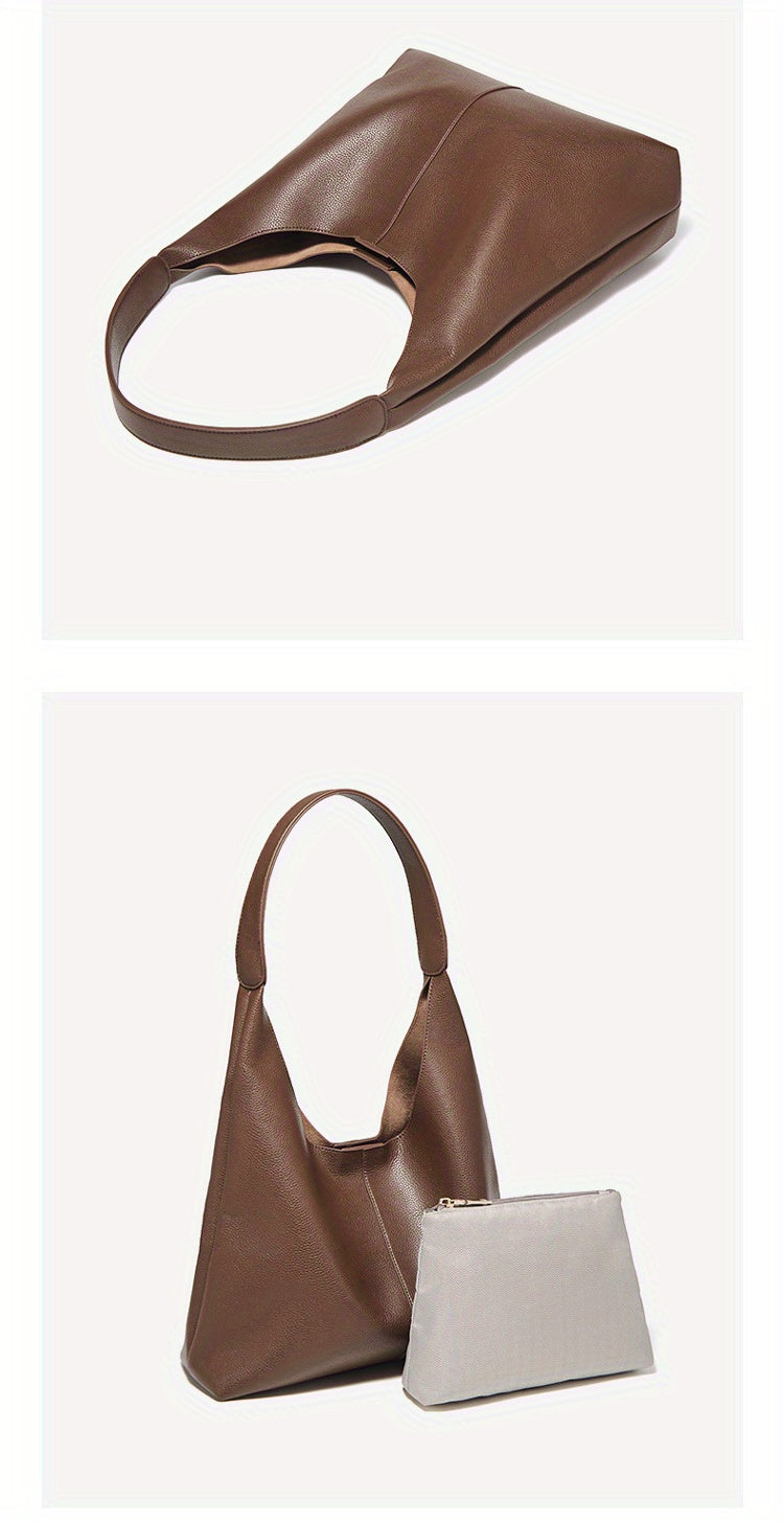 Women's Leather Tote Bag - Large Capacity Bucket Crossbody Bag with Adjustable Shoulder Strap