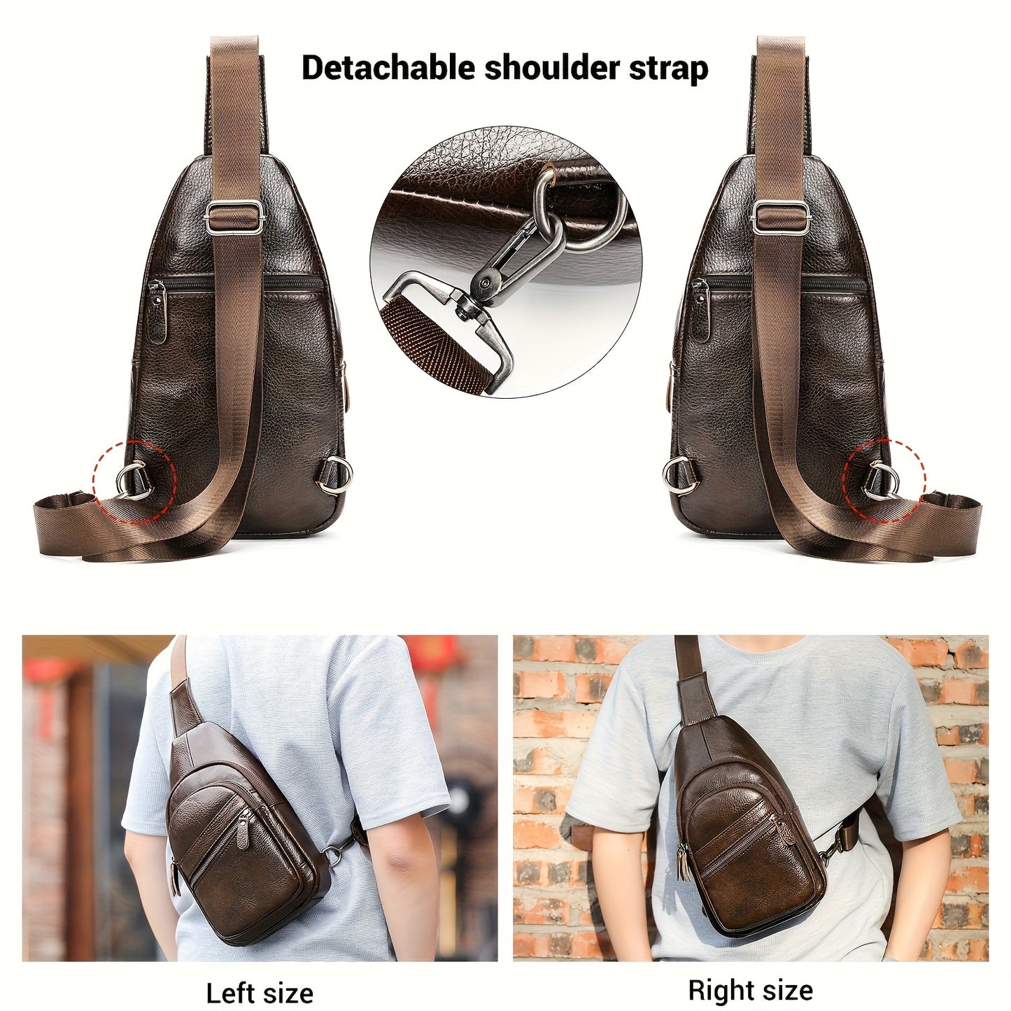 Genuine Leather Men Crossbody Bag, Daily Commute Sling Messenger Bags, Large Capacity Shoulder Bags For 7.9inch Tabelt