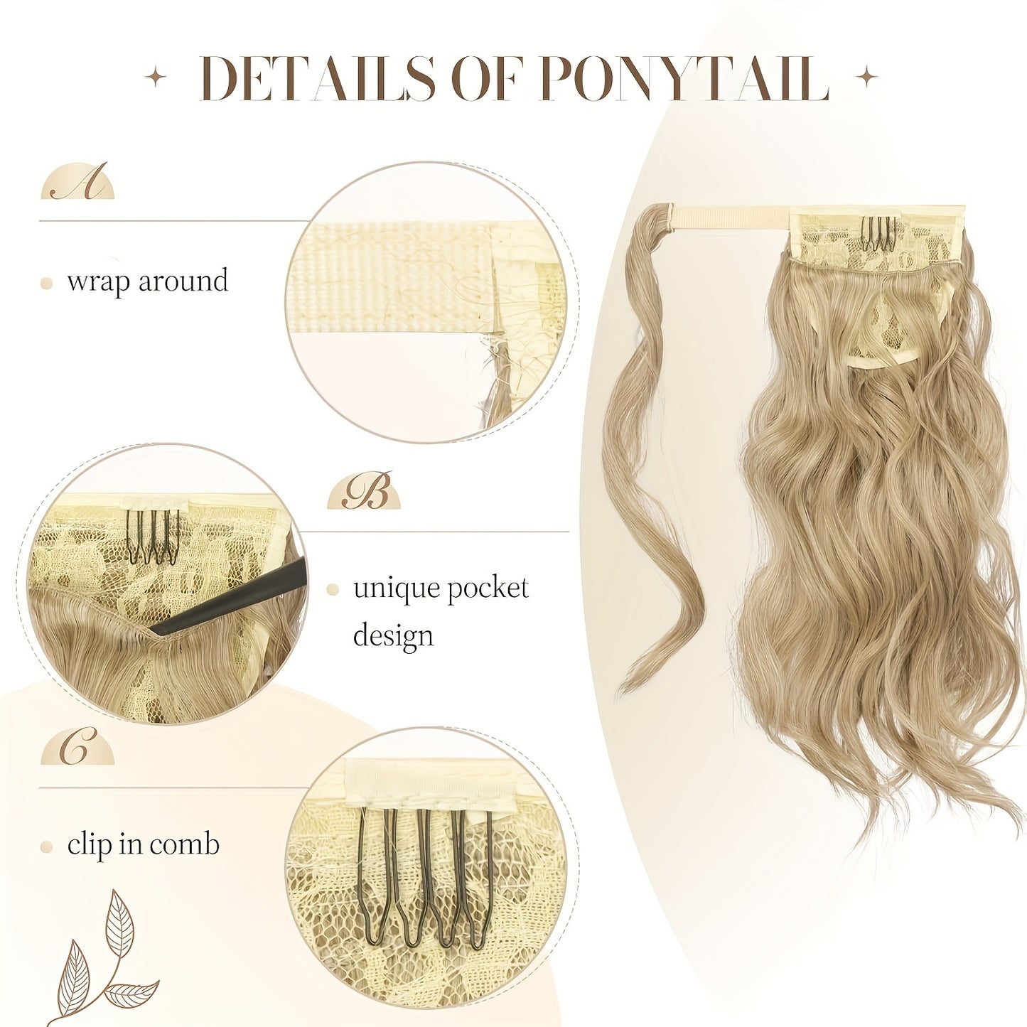 Synthetic Long Clip Ponytail Hairpieces For Women