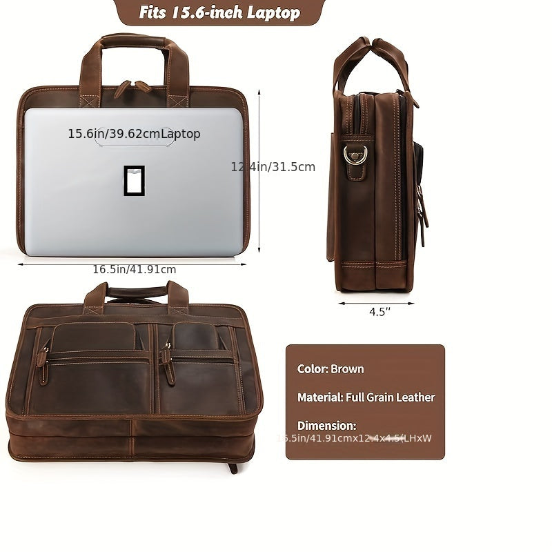 Leather Briefcase For Men, Business Travel Laptop Messenger Bags