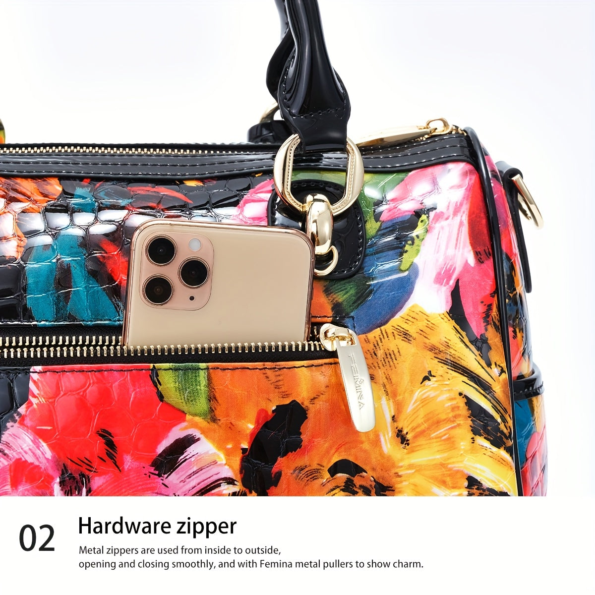 Leather Crossbody Handbag, Doodle Top Handle Messenger Bags For Women, Designer Handbags Crossbody Bags, Large Size, With Zipper, Adjustable Shoulder Strap, Satchel Purse
