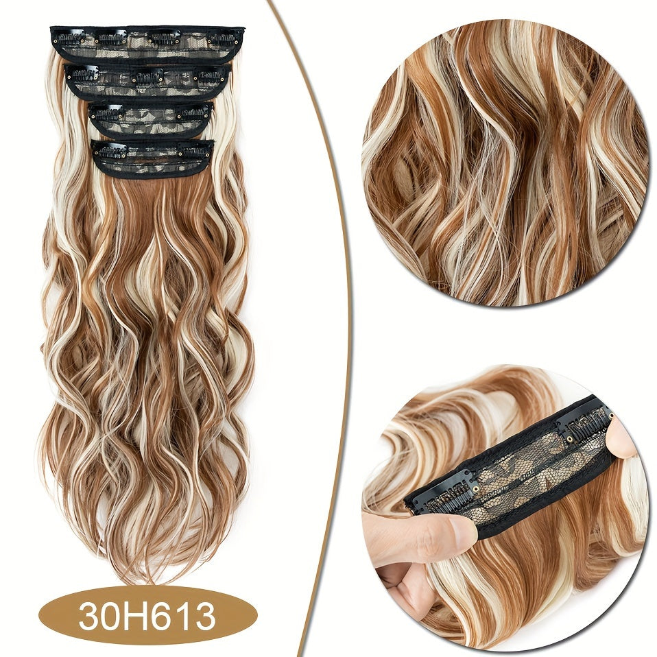 4Pcs/set 22inch Long Curly Hairpieces Ombre Hairpieces for Women