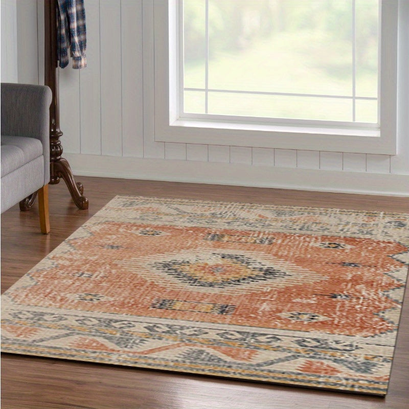 Home Decor Great Zero Area Rugs Collection Ivory and Rust For Living Room, Bedroom, Entryways, Hallways, Kitchen, Home Office