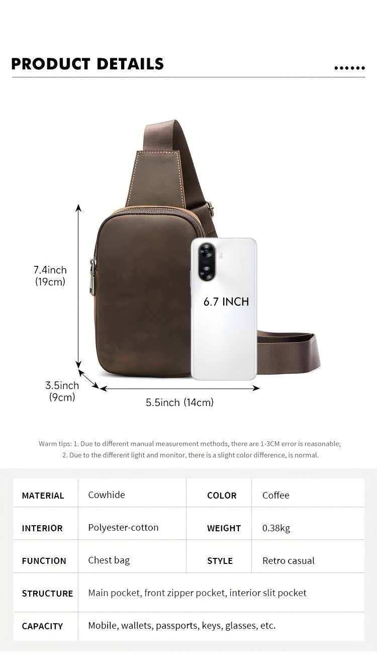 Leather Men Sling Bag, Small Crossbody Bags For Phone Daily Used Shoulder Bags, Sport Running Sling Bags, Leather Men Messenger Bag