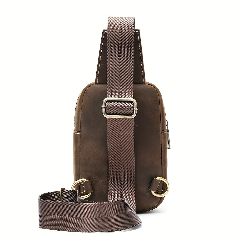 Leather Men Sling Bag, Small Crossbody Bags For Phone Daily Used Shoulder Bags, Sport Running Sling Bags, Leather Men Messenger Bag